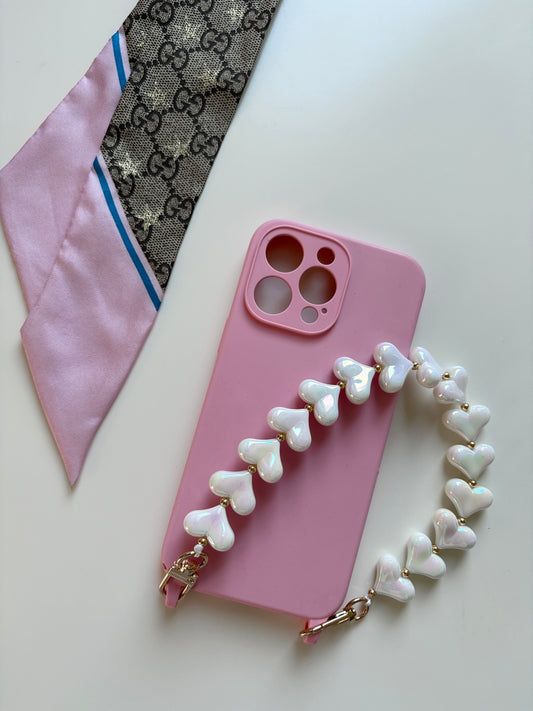 White Hearts Wristlet