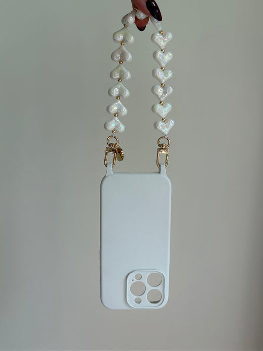 White Hearts Wristlet