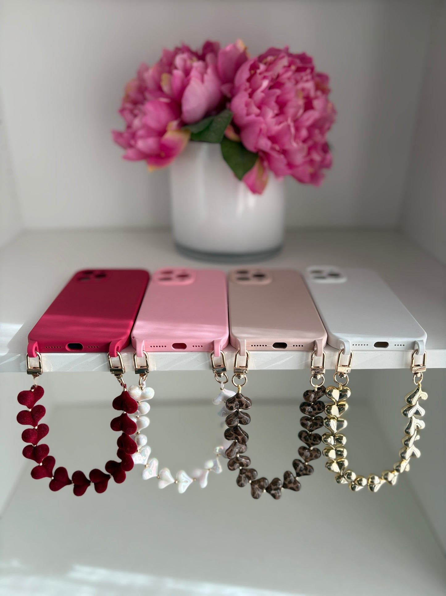 White Hearts Wristlet