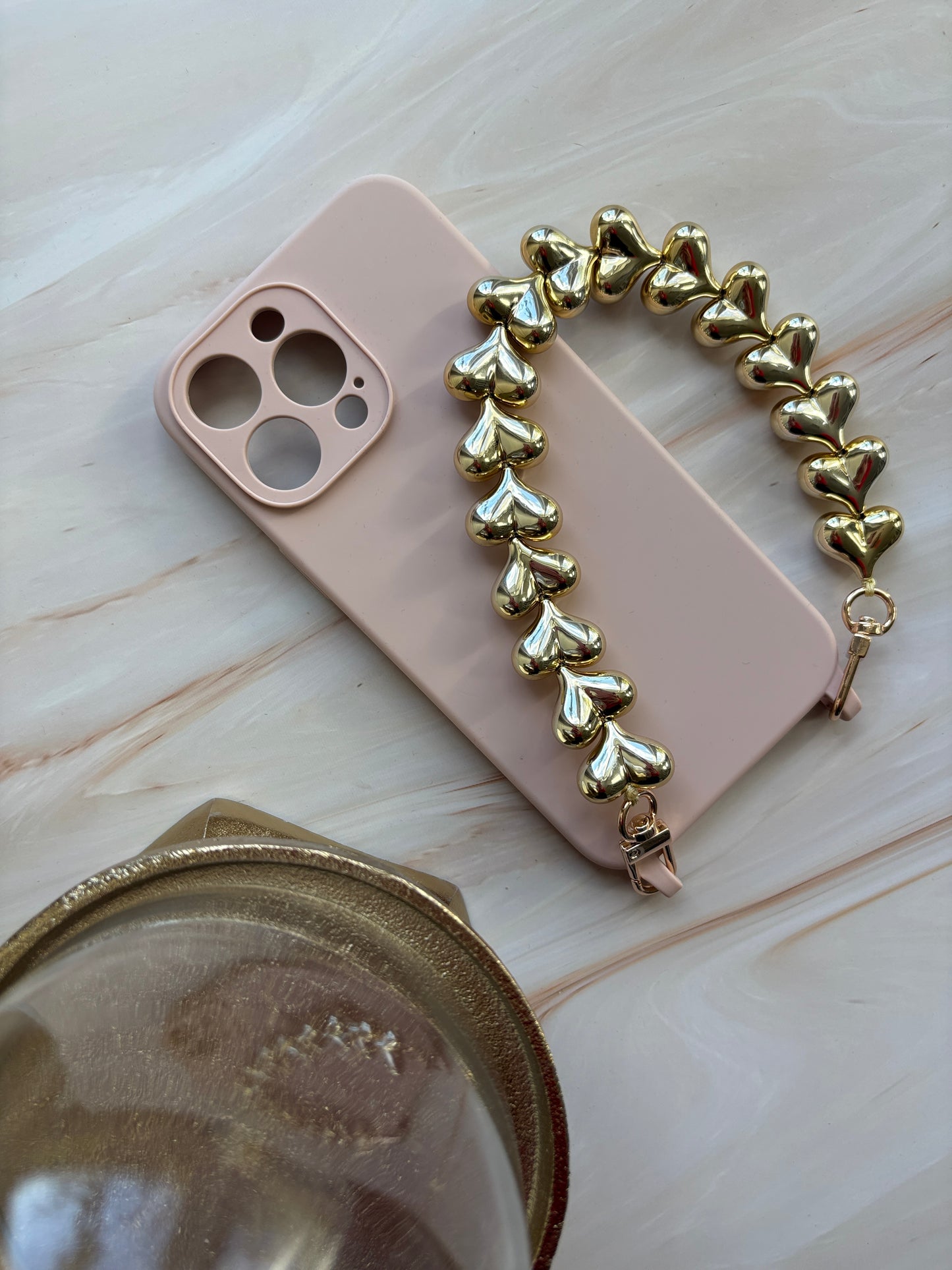 Gold Hearts Wristlet