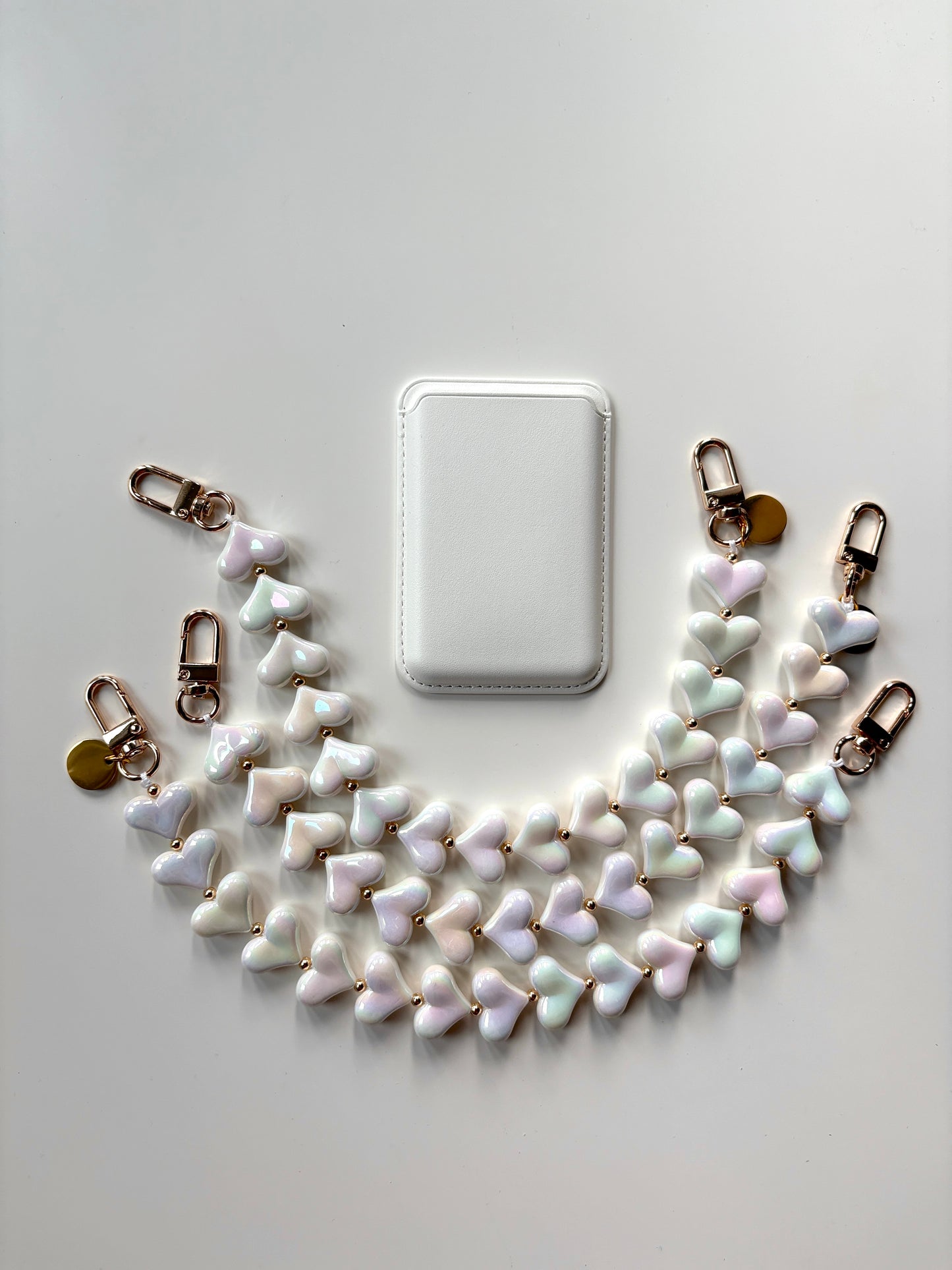 White Hearts Wristlet