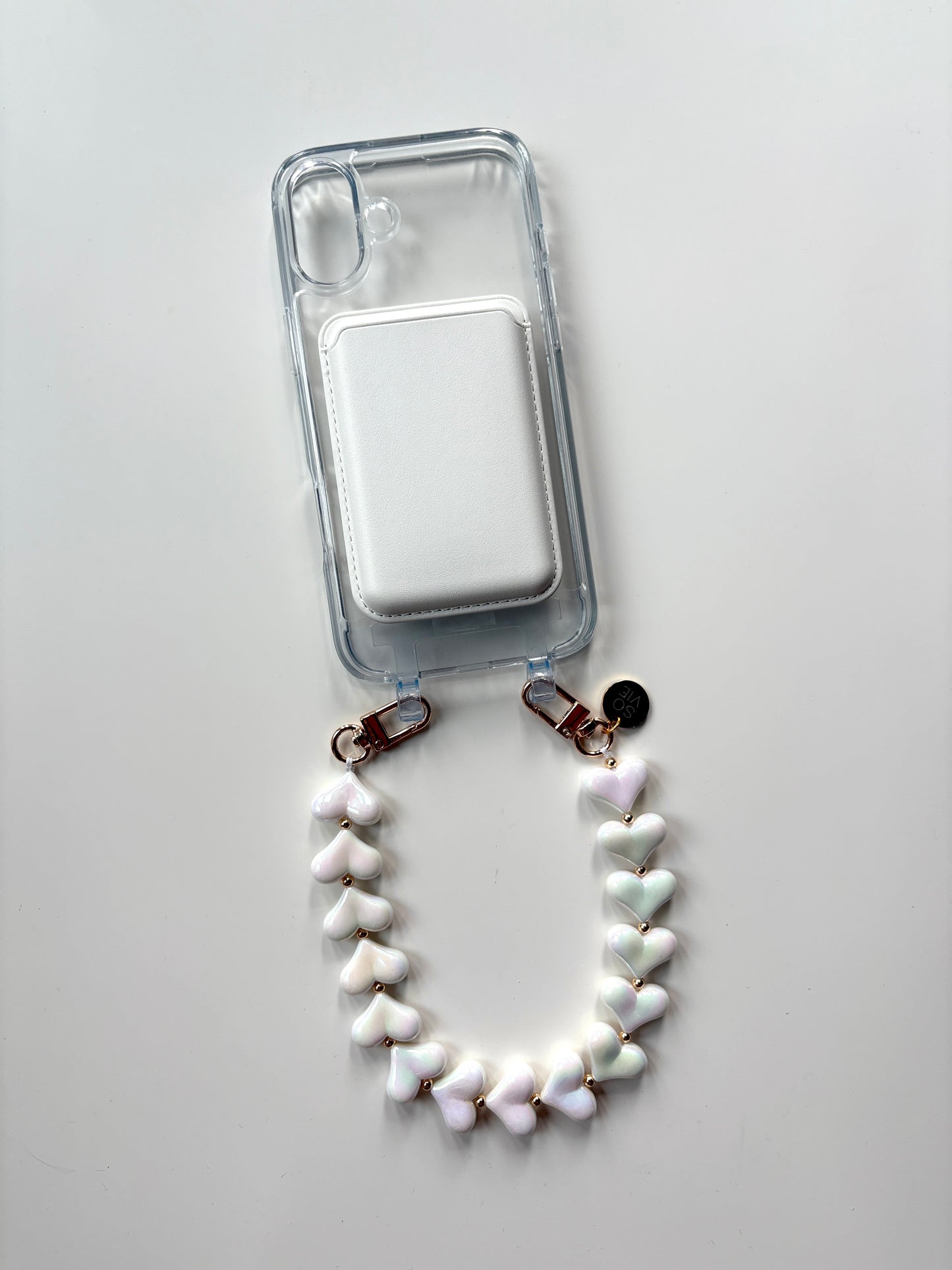 White Hearts Wristlet